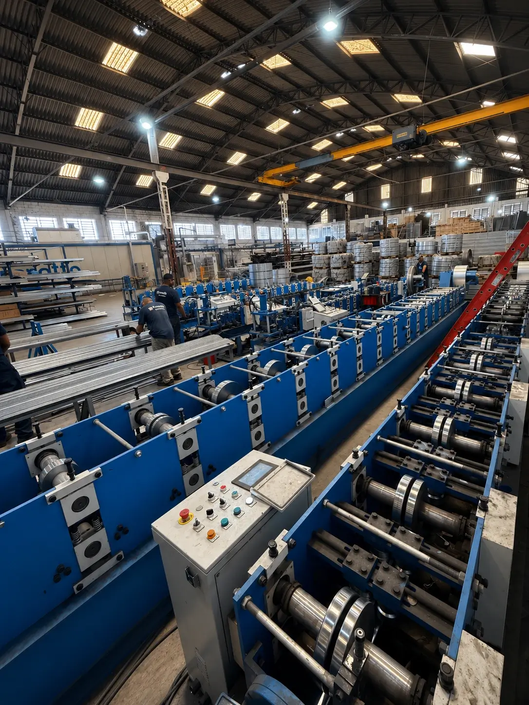 Linha de perfiladeiras industriais computadorizadas para moldagem de lâminas de aço Euromatic