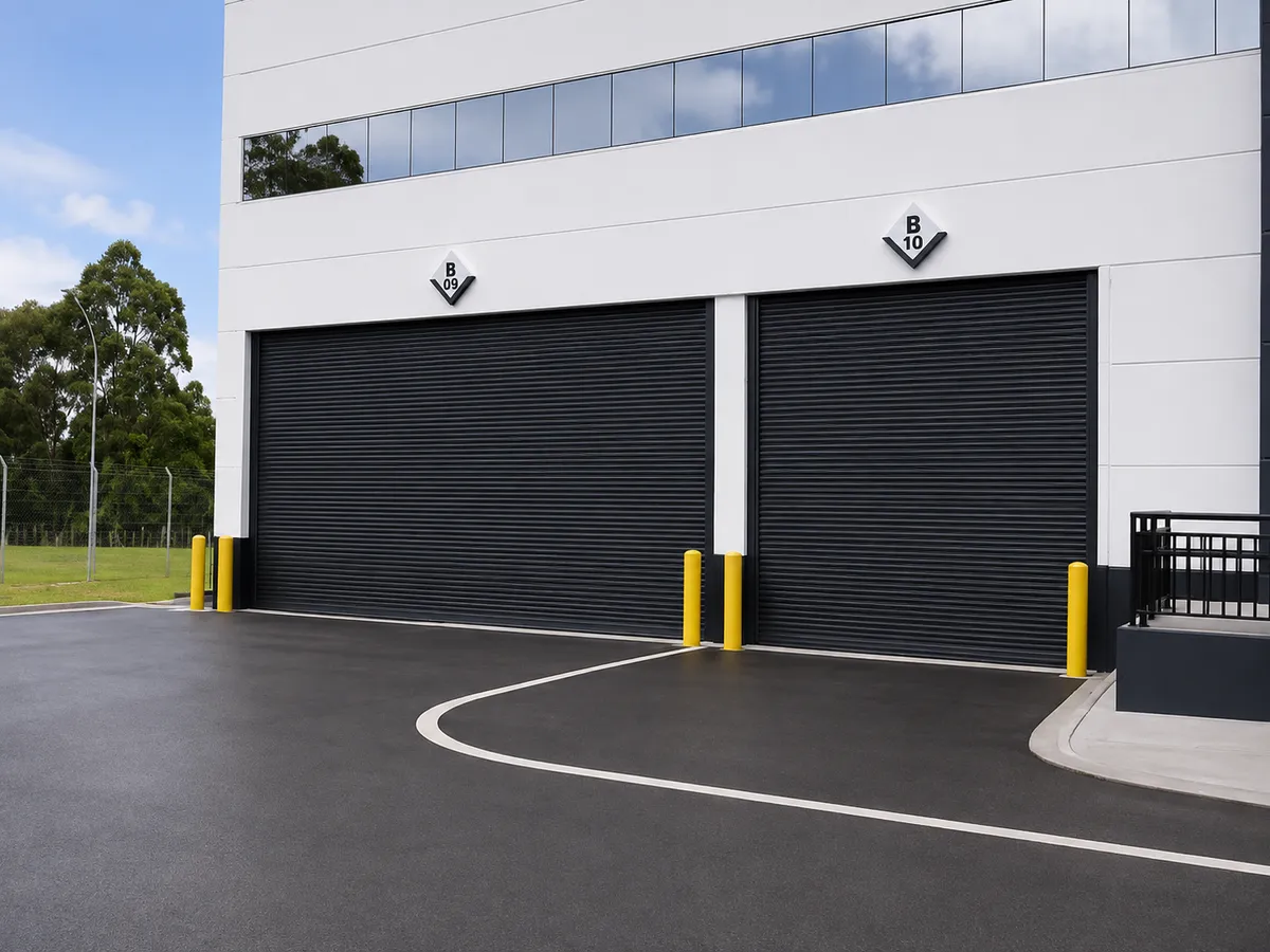 Porta de enrolar automática industrial de alto fluxo Euromatic instalada